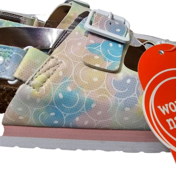 Girls Platform Comfort Cork Adjustable Sandals Size 4 & 5 Classic Dual Strap - Picture 3 of 10